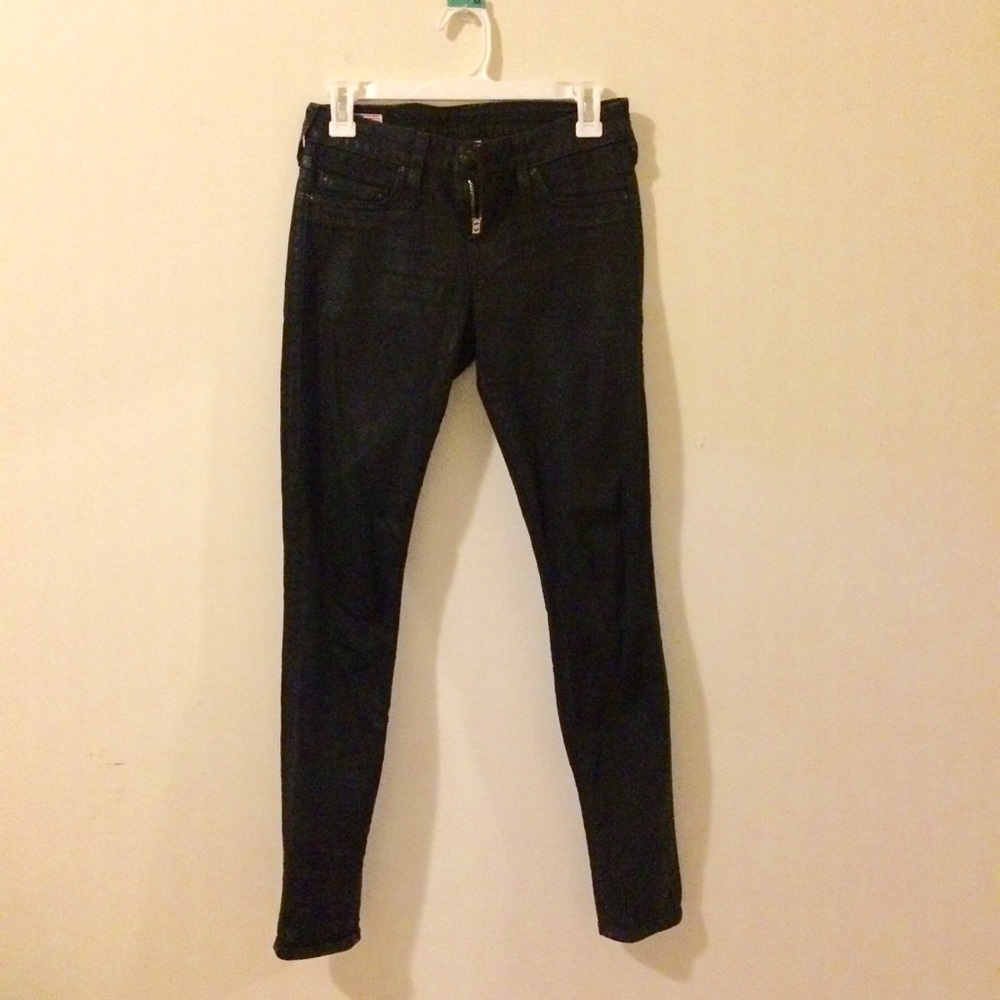 True Religion coated black jeans