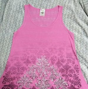 Pink Bling Sheer Tank XL- Vocal Brand