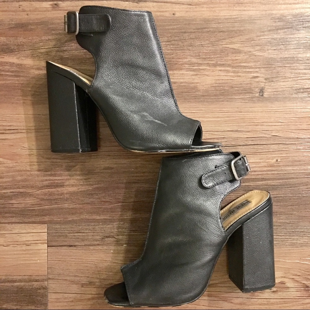 Steve Madden Block Heel Peep Toe Booties | 9