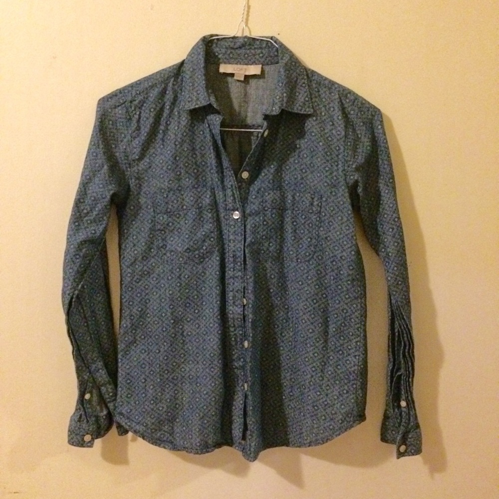 Loft patterned chambray button down