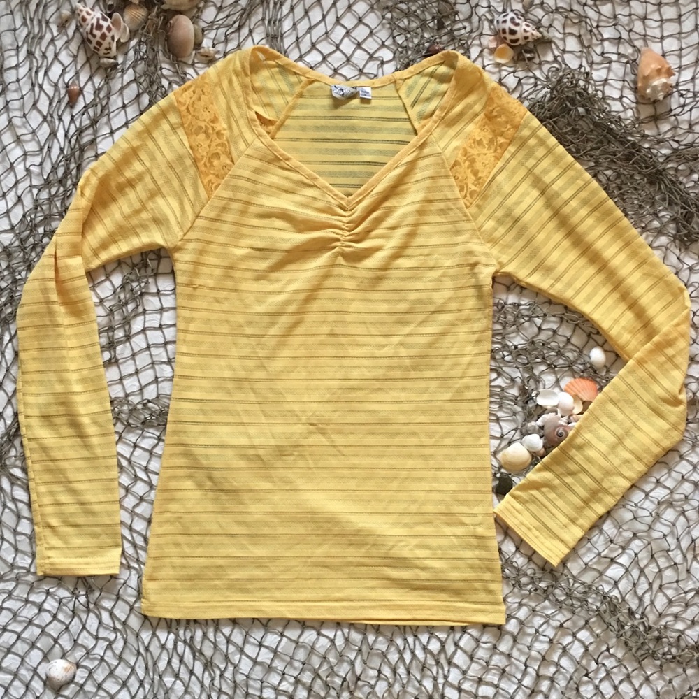 semi sheer V-neck