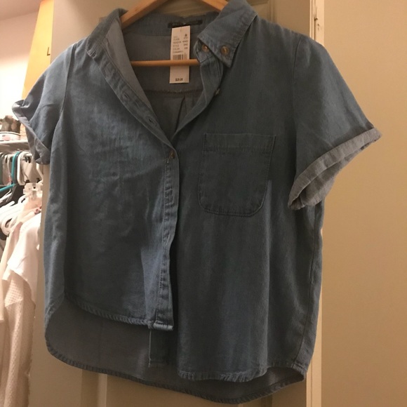 Brandy Melville Tops - Brandy Mellville cropped Jean shirt