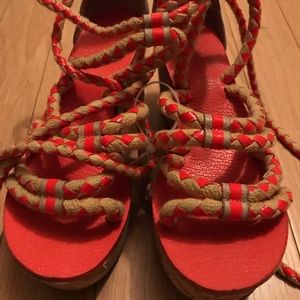 Tory Burch Orange Wedges