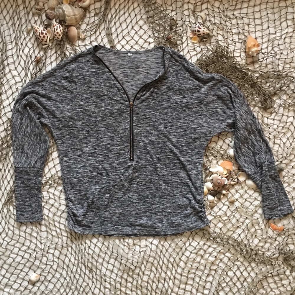 zipper bat wing top
