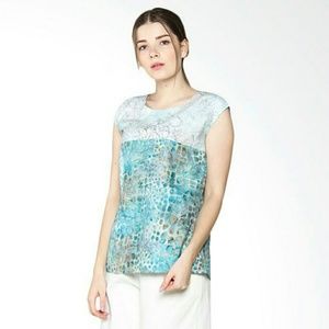 short sleeve blouse-Aqua