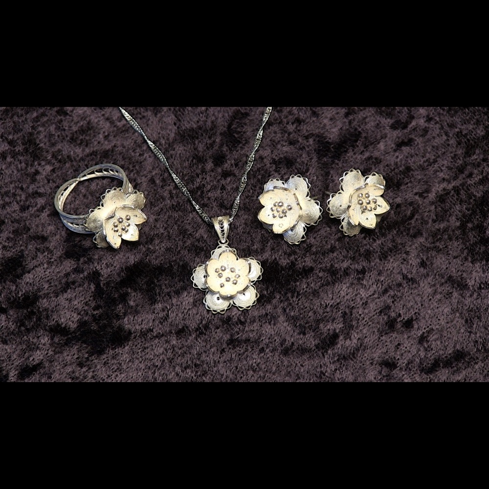 Sterling Silver Handmade Filigree Jewelry Set