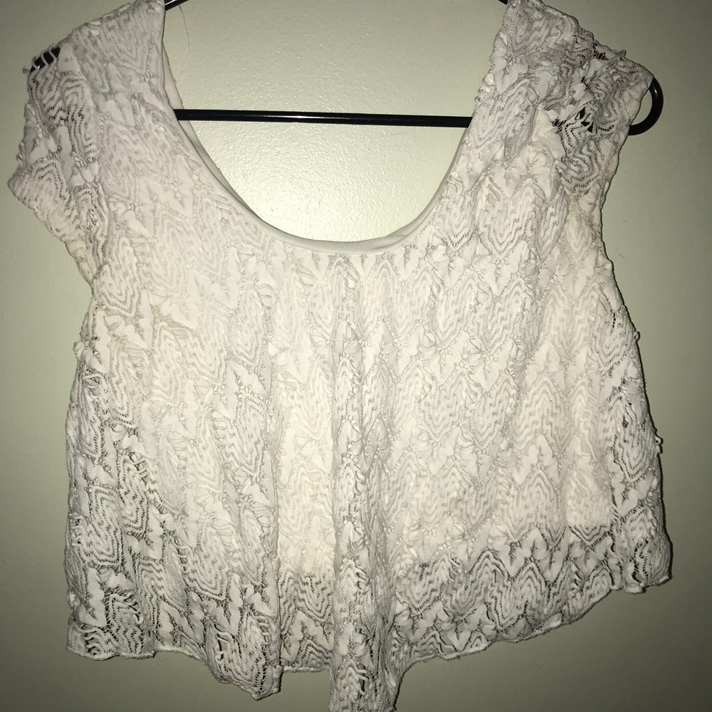 White lace crop top
