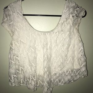 White lace crop top