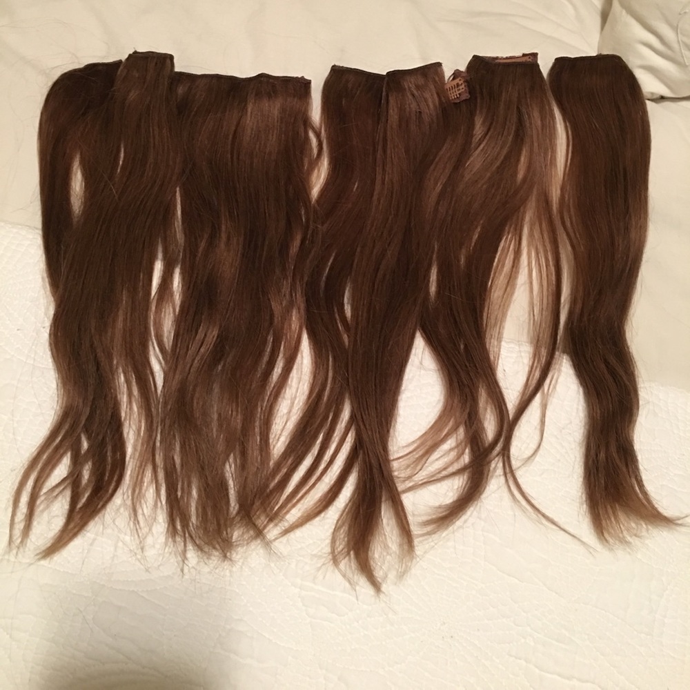 7 piece 100% human hair clip in extensions
