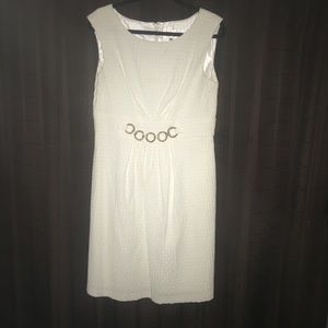 White Textured Dress with Bamboo belt