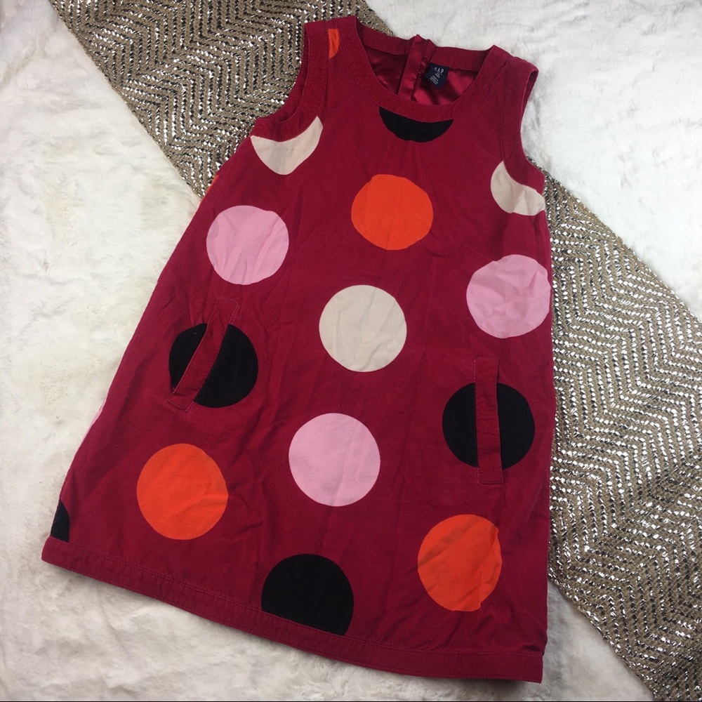 GAP CORDUROY PINK POLKA DOT DRESS XL 12 1016