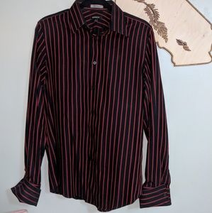 Express mens striped modern fit button up shirt