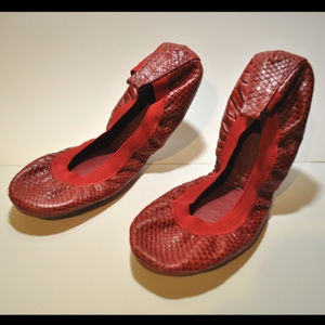 Red Snakeskin Yosi Samra Flats