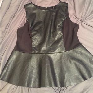 Faux leather peplum top
