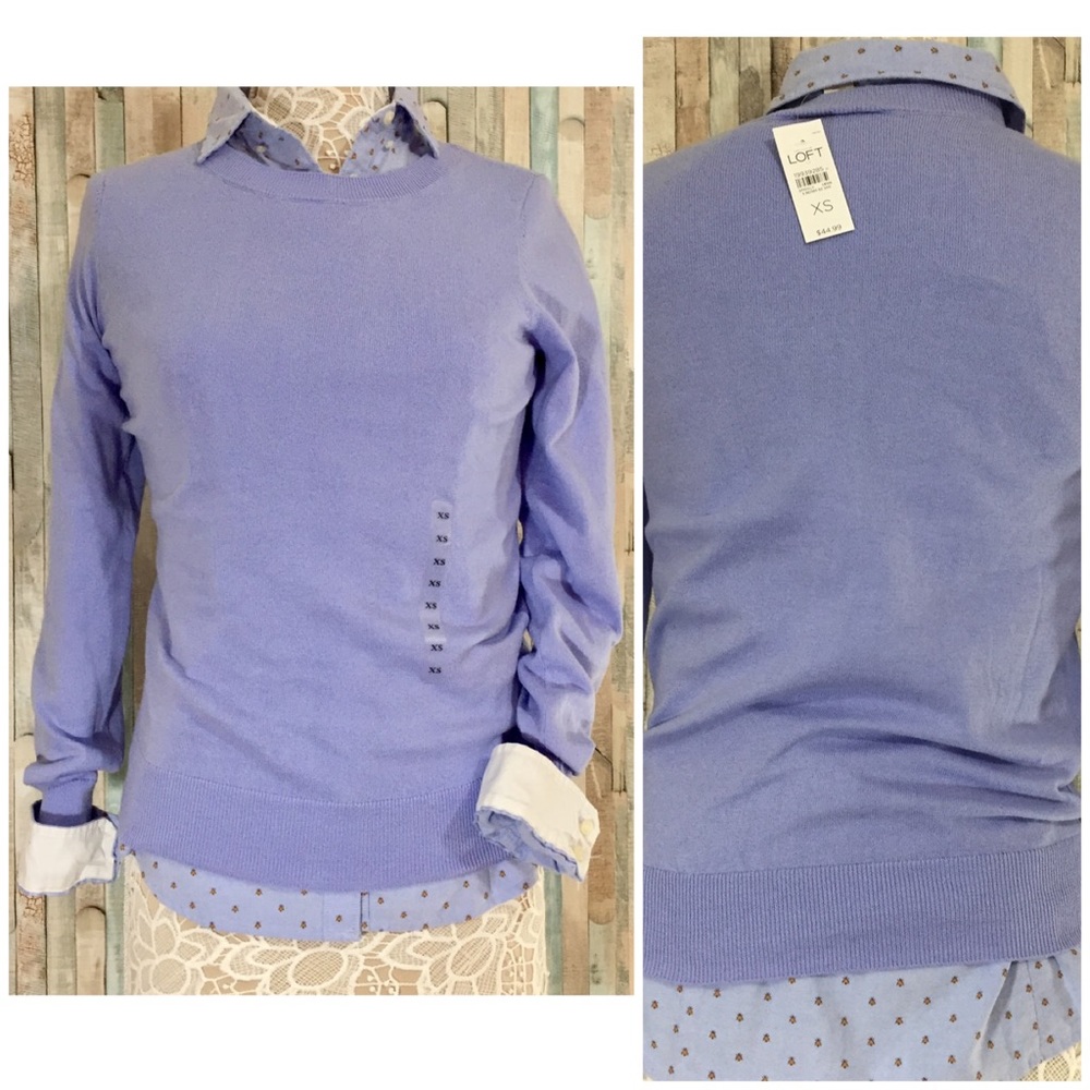 ⬇️$25 NWT Loft Crew Neck Baby blue Cotton Sweater