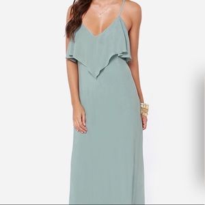 Sage Green Lulu’s Open Back Maxi Dress | Medium