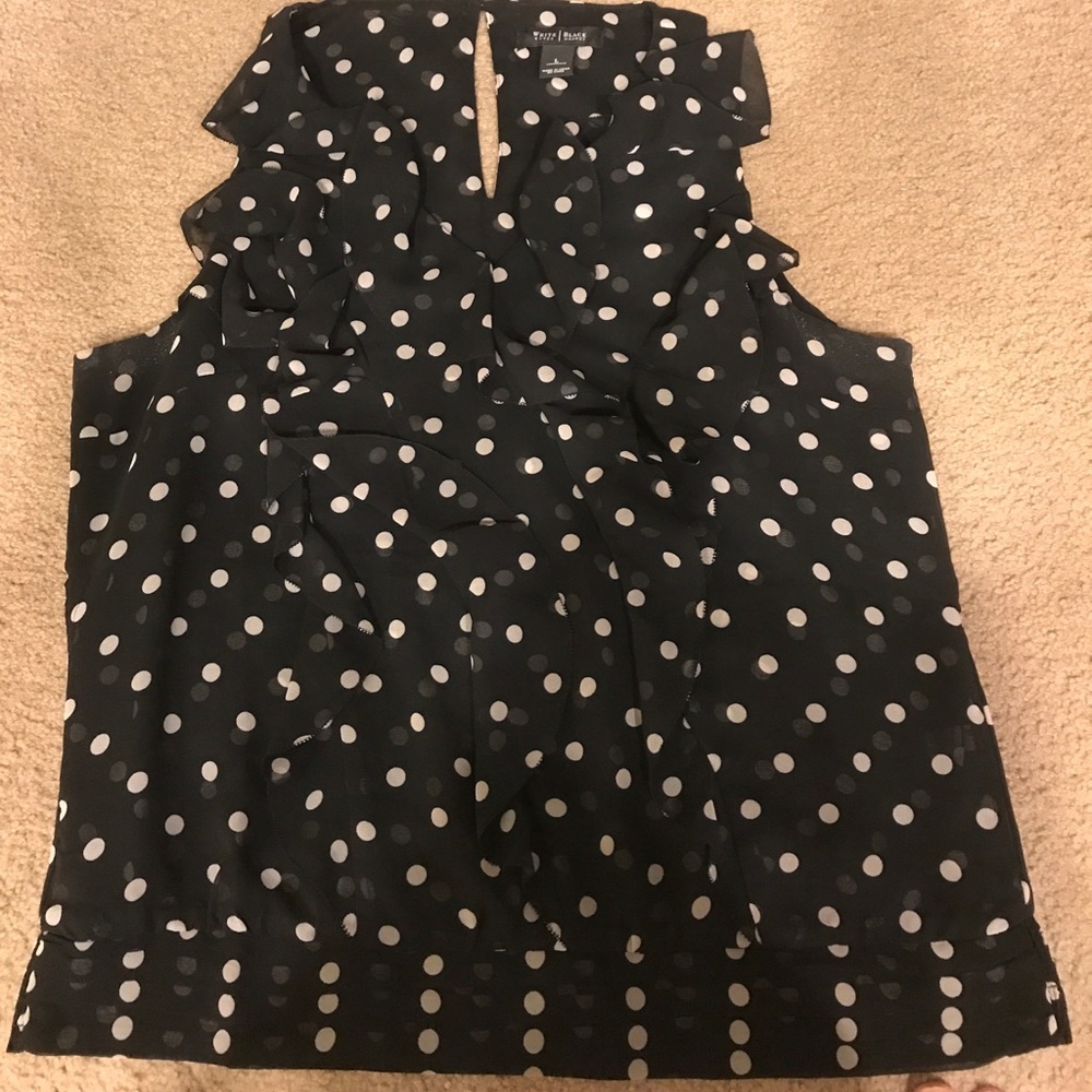 Black with white polka dots tank