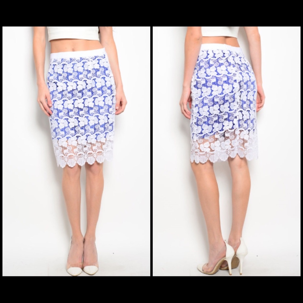 Royal Crochet Pencil Straight Line Skirt - Picture 2 of 3