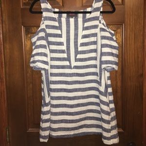 Striped cold shoulder shirt
