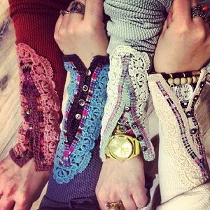 Free People Mint Fiesta thermal long sleeve shirt