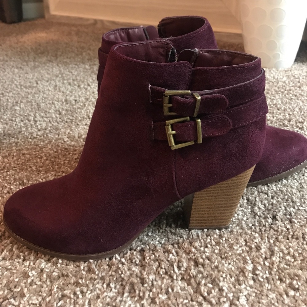 maroon suede booties