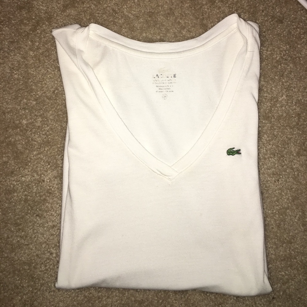 White Lacoste Vneck