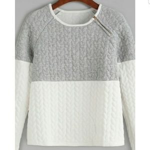 Whit and Gray cable knit sweatshirt
