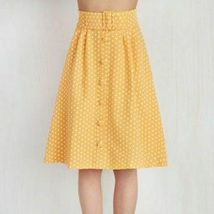 Modcloth Yellow Polka dot skirt