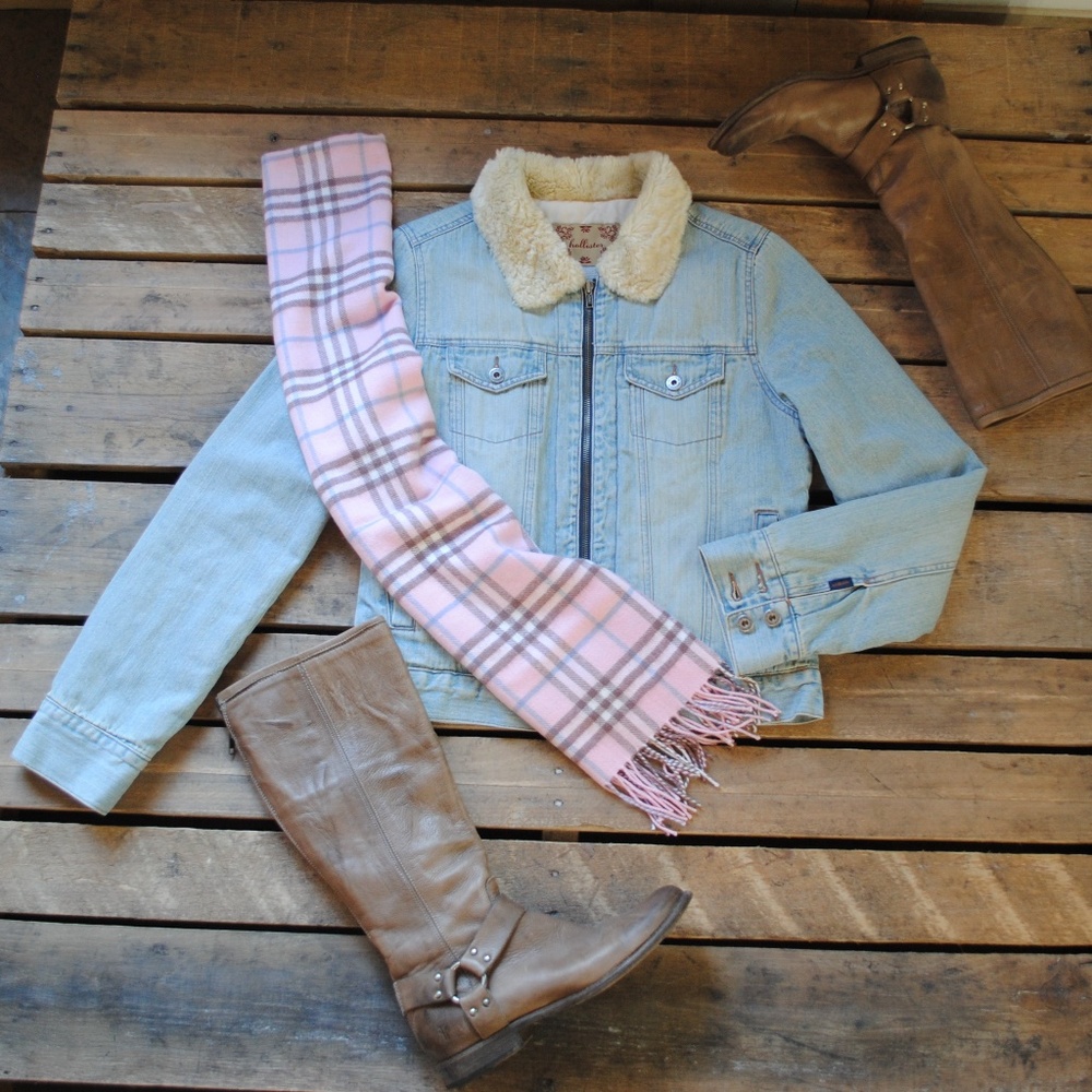 Hollister Denim Jacket with Faux Fur Collar