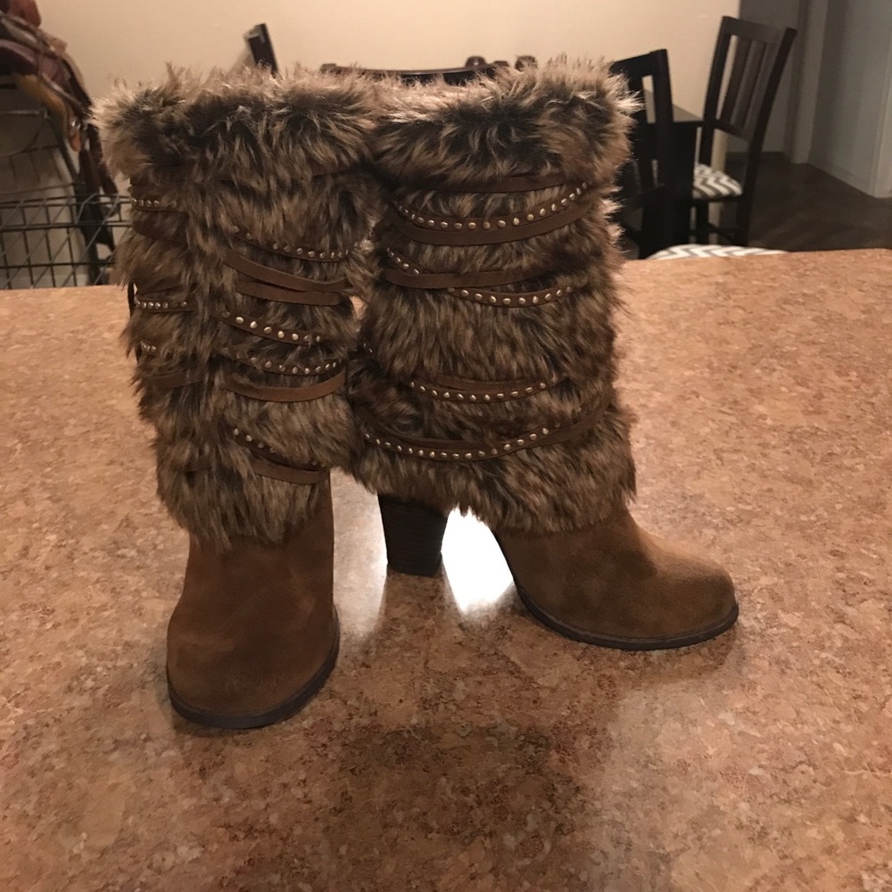 Naughty Monkey faux fur high heel boots