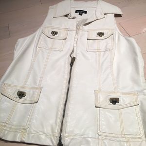 Bebe Off White Faux Leather Vest