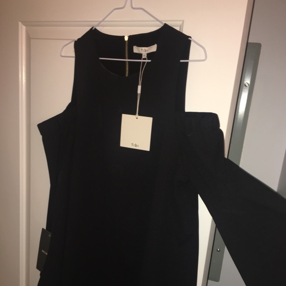 Tibi exposed shoulder mini black dress - Picture 2 of 3