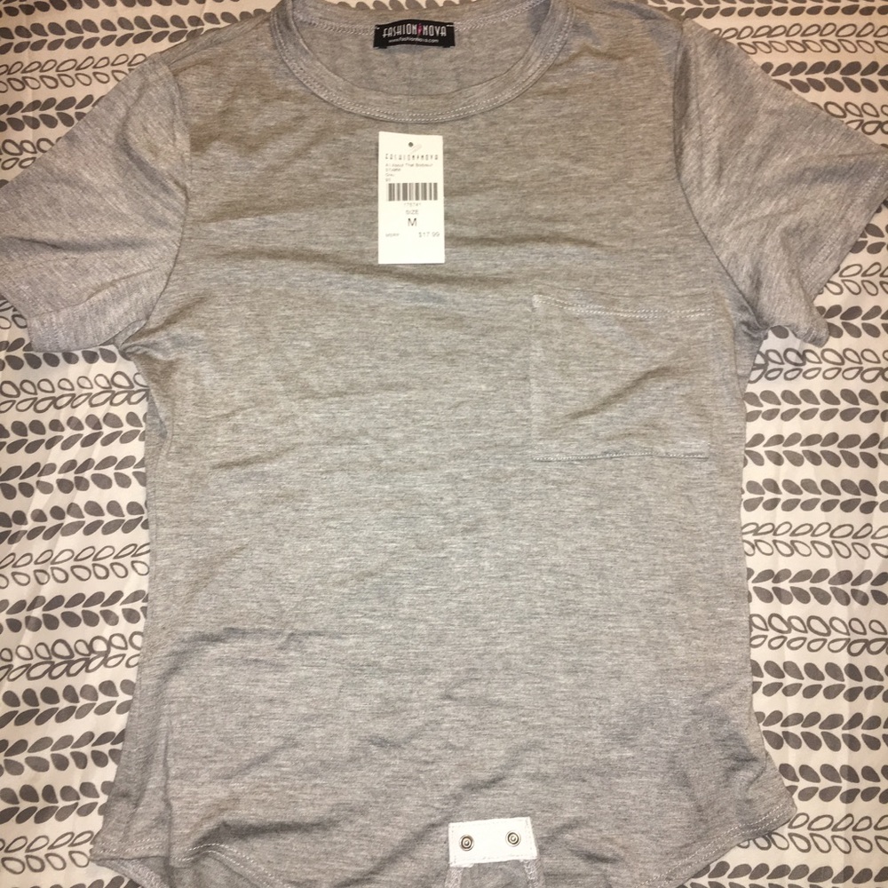 Fashion Nova Gray Tshirt Bodysuit Medium