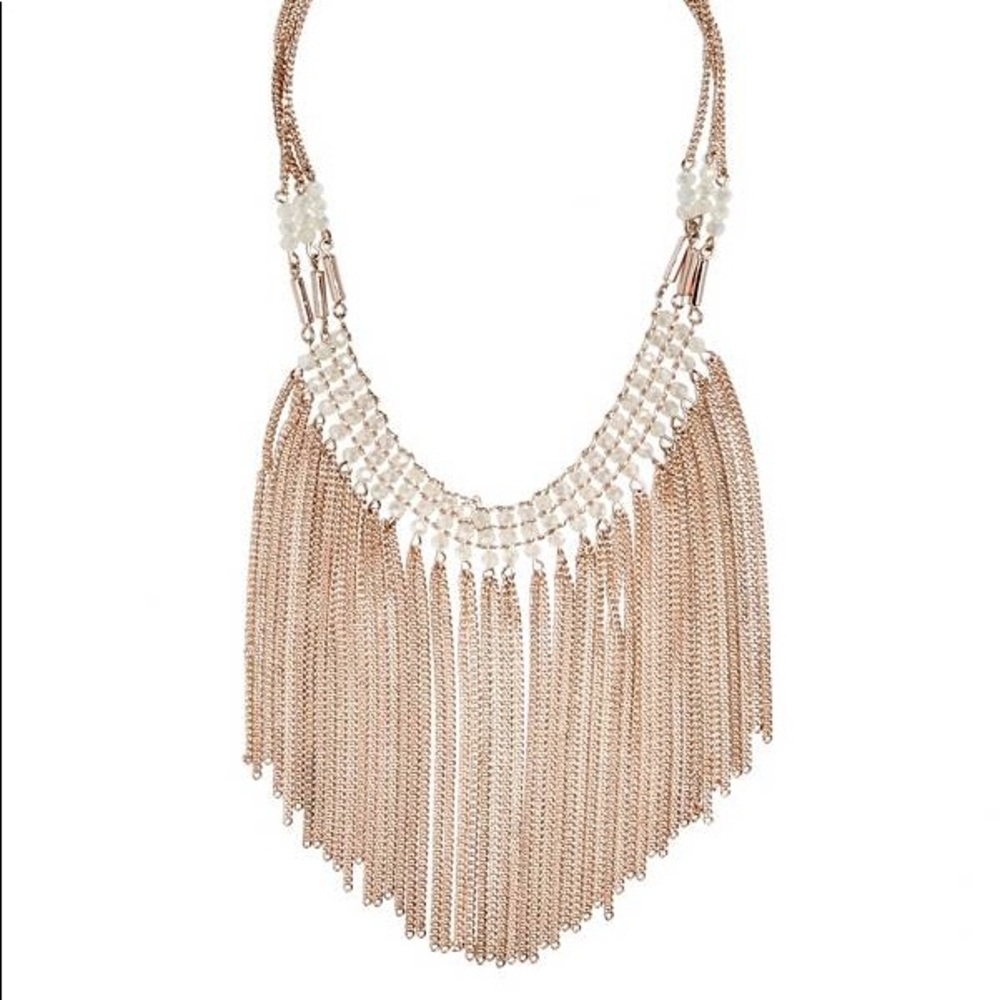 ✨GUESS ROSE GOLD-TONE BEADED FRINGE NECKLACE✨