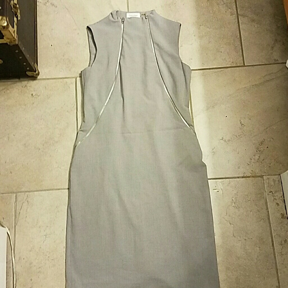 Calvin Klein Grey Double Zipper Dress