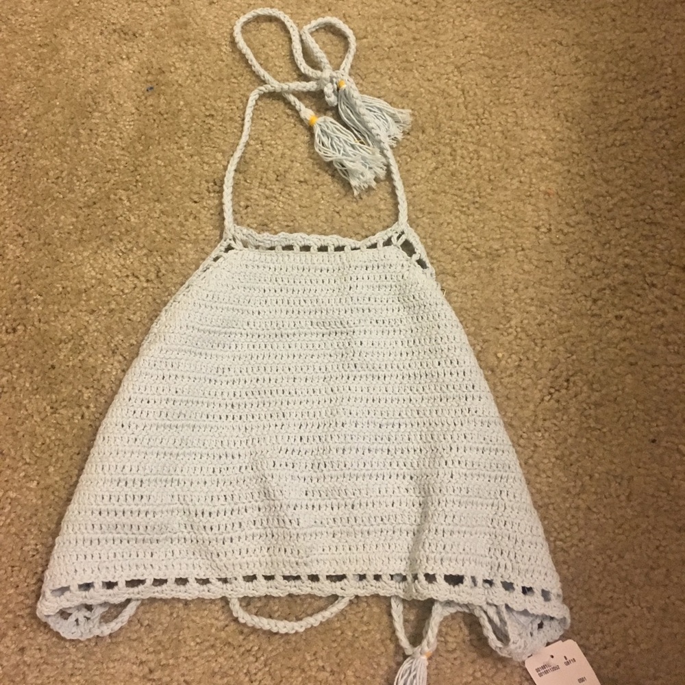 NWT Carolina blue halter crop top