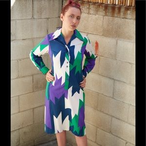 vintage LANVIN shirt dress geometric pattern