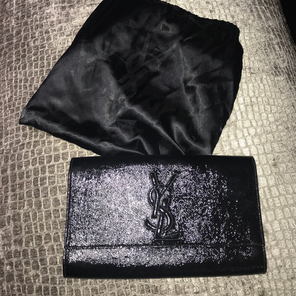 YSL Black Patent Leather Belle De Jour Clutch
