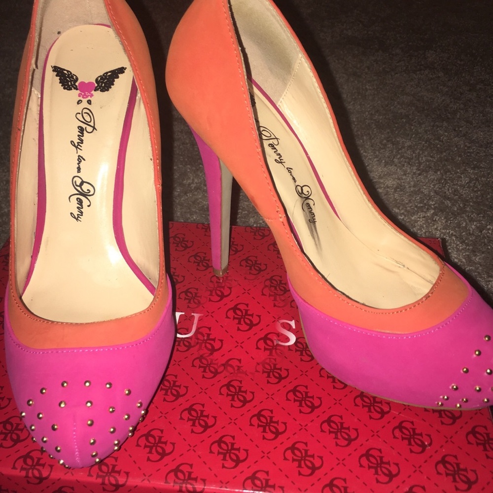 Fuschia/Tangerine Pumps — size 8