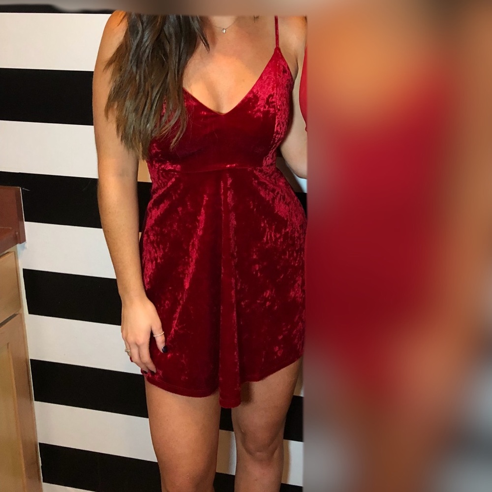 Red velvet dress