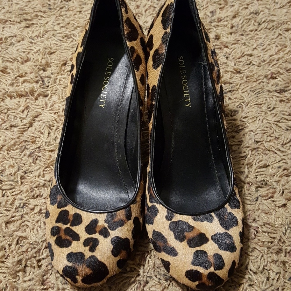 Leopard Print Calf Hair Wedges