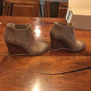 Taupe Wedge Booties