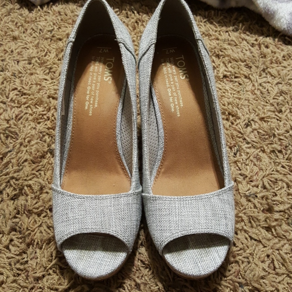 Silver Toms Wedges