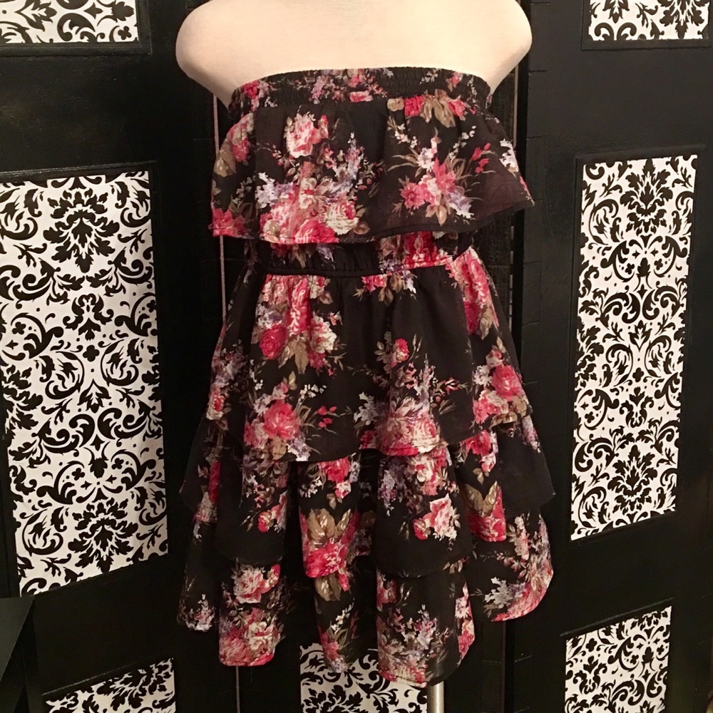 Strapless Ruffled Mini Dress by Love Culture