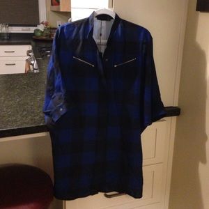 Alexander Wang dolman plaid sleeve shirt dress