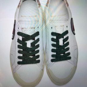 A white/green saint Laurent sneaker
