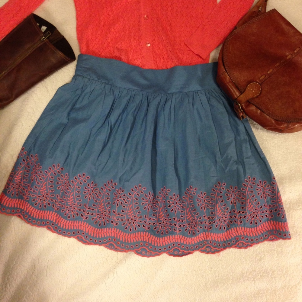 Gorgeous embroidered eyelet circle skirt