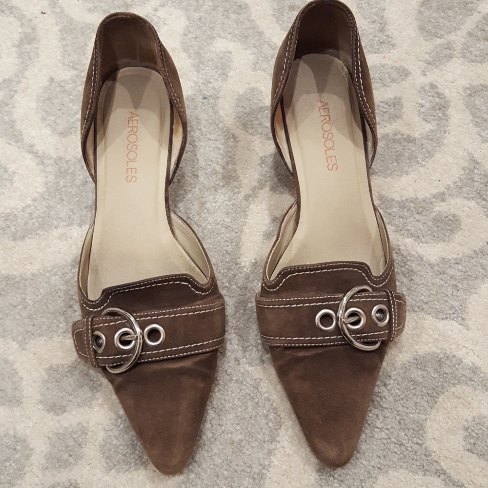 Brown suede kitten heel Aerosoles