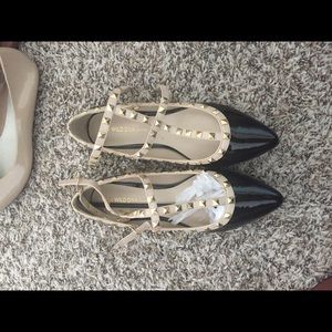 Brand new studded flats with ankle strap
