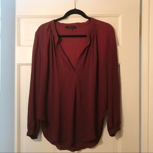 Merlot-red Deep-V Blouse